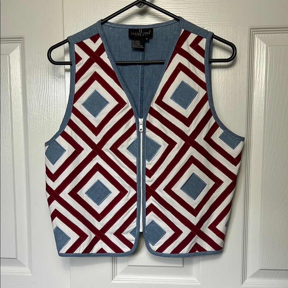 Geometric Red and Blue Vest